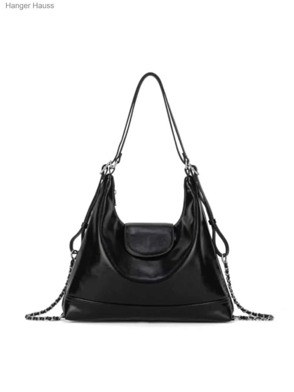 Convertible Faux Leather Hobo Shoulder Backpack Purse with Zipper Closure